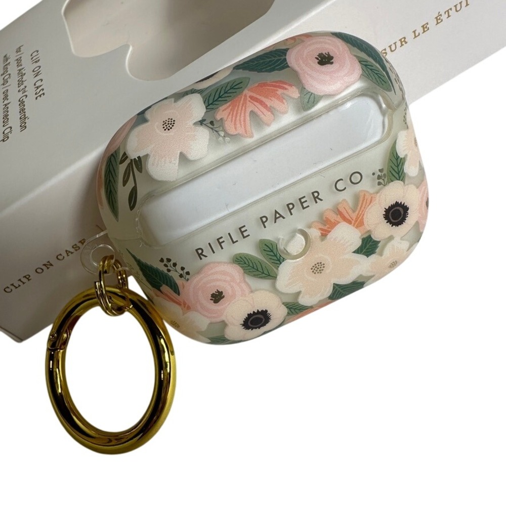 Rifle Paper Co Clip On Case for Airpods 3rd Gen Clear Wildflowers Gold Ring - Picture 7 of 8